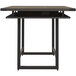 A Safco Mirella rectangular standing conference table with a Southern Tobacco finish and metal base.