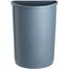 A Lavex gray plastic half round trash can with a lid.