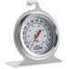 A CDN ProAccurate oven thermometer with a metal stand.