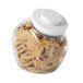 A clear OXO Good Grips plastic food storage container with white lid holding cookies.