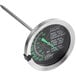 A CDN ProAccurate meat thermometer with a green dial and metal handle.