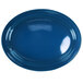 A light blue oval stoneware platter with a white background.