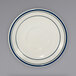 International Tableware CT-36 Catania 5 1/8" Ivory (American White) Stoneware Saucer with Blue Bands - 36/Case