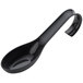 A Fineline black plastic spoon with a curved handle.