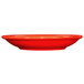 A red saucer with a white background.