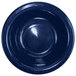 A close-up of a blue International Tableware stoneware bowl.