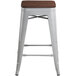 Lancaster Table & Seating Alloy Series Silver Metal Indoor Industrial Cafe Counter Height Stool with Walnut Wood Seat Main Thumbnail 4