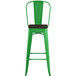 Lancaster Table & Seating Alloy Series Green Metal Indoor Industrial Cafe Bar Height Stool with Vertical Slat Back and Black Wood Seat Main Thumbnail 5