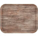 A rectangular light oak Cambro fiberglass tray with a wood surface.