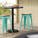 Lancaster Table & Seating Alloy Series Seafoam Metal Indoor Industrial Cafe Counter Height Stool with Natural Wood Seat Main Thumbnail 1