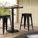 Lancaster Table & Seating Alloy Series Black Metal Indoor Industrial Cafe Counter Height Stool with Black Wood Seat Main Thumbnail 1