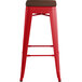 Lancaster Table & Seating Alloy Series Red Metal Indoor Industrial Cafe Bar Height Stool with Walnut Wood Seat Main Thumbnail 4