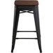 Lancaster Table & Seating Alloy Series Black Metal Indoor Industrial Cafe Counter Height Stool with Walnut Wood Seat Main Thumbnail 4