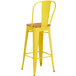 Lancaster Table & Seating Alloy Series Yellow Metal Indoor Industrial Cafe Bar Height Stool with Vertical Slat Back and Natural Wood Seat Main Thumbnail 4