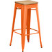 Lancaster Table & Seating Alloy Series Orange Metal Indoor Industrial Cafe Bar Height Stool with Natural Wood Seat Main Thumbnail 3
