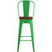 Lancaster Table & Seating Alloy Series Green Metal Indoor Industrial Cafe Bar Height Stool with Vertical Slat Back and Walnut Wood Seat Main Thumbnail 5