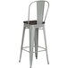 Lancaster Table & Seating Alloy Series Silver Metal Indoor Industrial Cafe Bar Height Stool with Vertical Slat Back and Black Wood Seat Main Thumbnail 4