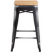 Lancaster Table & Seating Alloy Series Distressed Black Metal Indoor Industrial Cafe Counter Height Stool with Natural Wood Seat Main Thumbnail 4