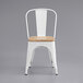 Lancaster Table & Seating Alloy Series White Metal Indoor Industrial Cafe Chair with Vertical Slat Back and Natural Wood Seat Main Thumbnail 5