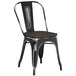 Lancaster Table & Seating Alloy Series Distressed Black Metal Indoor Industrial Cafe Chair with Vertical Slat Back and Black Wood Seat Main Thumbnail 3