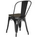 Lancaster Table & Seating Alloy Series Distressed Black Metal Indoor Industrial Cafe Chair with Vertical Slat Back and Black Wood Seat Main Thumbnail 4
