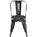 Lancaster Table & Seating Alloy Series Distressed Black Metal Indoor Industrial Cafe Chair with Vertical Slat Back and Black Wood Seat Main Thumbnail 5