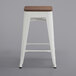 Lancaster Table & Seating Alloy Series White Metal Indoor Industrial Cafe Counter Height Stool with Walnut Wood Seat Main Thumbnail 4