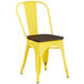 Lancaster Table & Seating Alloy Series Yellow Metal Indoor Industrial Cafe Chair with Vertical Slat Back and Black Wood Seat Main Thumbnail 3