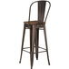 Lancaster Table & Seating Alloy Series Copper Metal Indoor Industrial Cafe Bar Height Stool with Vertical Slat Back and Walnut Wood Seat Main Thumbnail 4