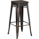 Lancaster Table & Seating Alloy Series Distressed Copper Metal Indoor Industrial Cafe Bar Height Stool with Black Wood Seat Main Thumbnail 3