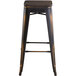 Lancaster Table & Seating Alloy Series Distressed Copper Metal Indoor Industrial Cafe Bar Height Stool with Black Wood Seat Main Thumbnail 4
