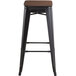 Lancaster Table & Seating Alloy Series Black Metal Indoor Industrial Cafe Bar Height Stool with Walnut Wood Seat Main Thumbnail 4