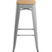 Lancaster Table & Seating Alloy Series Silver Metal Indoor Industrial Cafe Bar Height Stool with Natural Wood Seat Main Thumbnail 4