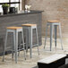 Lancaster Table & Seating Alloy Series Silver Metal Indoor Industrial Cafe Bar Height Stool with Natural Wood Seat Main Thumbnail 1