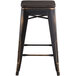 Lancaster Table & Seating Alloy Series Distressed Copper Metal Indoor Industrial Cafe Counter Height Stool with Black Wood Seat Main Thumbnail 4