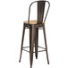 Lancaster Table & Seating Alloy Series Copper Metal Indoor Industrial Cafe Bar Height Stool with Vertical Slat Back and Natural Wood Seat Main Thumbnail 4