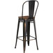 Lancaster Table & Seating Alloy Series Distressed Copper Metal Indoor Industrial Cafe Bar Height Stool with Vertical Slat Back and Walnut Wood Seat Main Thumbnail 4