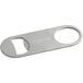 An American Metalcraft stainless steel flat bottle opener with a circle in the middle.