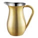 An American Metalcraft gold stainless steel bell pitcher with a stainless steel rim.