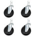 A 4 pack of black 5" swivel stem casters with wheels.