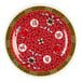 A red and white Longevity Thunder Group melamine plate with a Chinese symbol in the center.