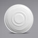 A Sant'Andrea Pensato bright white porcelain saucer with a circular pattern.