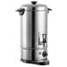 A silver stainless steel Town water boiler with a black handle.