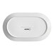 A white oval porcelain platter with embossed lines and a wide rim, branded with the Acopa logo.