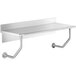 A Regency stainless steel wall mounted table with a metal shelf and bars.