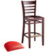 Lancaster Table & Seating Mahogany Ladder Back Bar Height Chair with Red Padded Seat Main Thumbnail 5