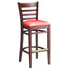 Lancaster Table & Seating Mahogany Ladder Back Bar Height Chair with Red Padded Seat Main Thumbnail 3