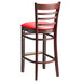 Lancaster Table & Seating Mahogany Ladder Back Bar Height Chair with Red Padded Seat Main Thumbnail 4