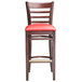 Lancaster Table & Seating Mahogany Ladder Back Bar Height Chair with Red Padded Seat Main Thumbnail 6