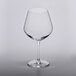A close-up of a clear Lucaris Temptation wine glass.